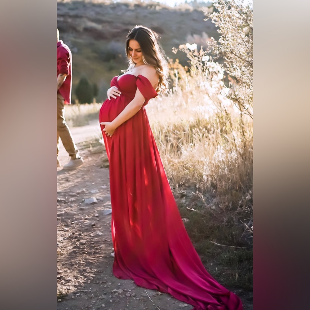 Red maternity dress